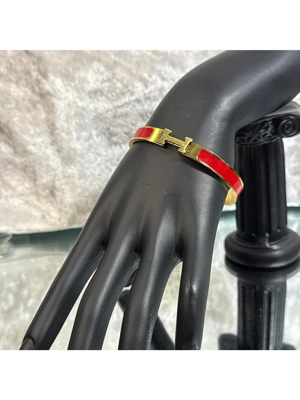 New gold tone red enamel